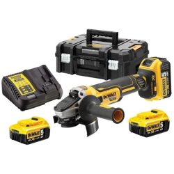 DeWALT DCG405P3-QW Sarokcsiszoló 18V 125mm 3db 5Ah akku+töltő T-Stak koffer